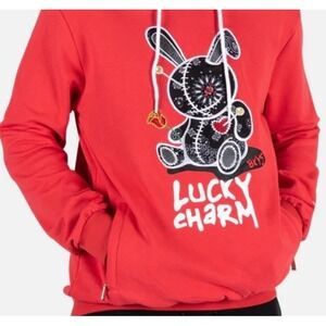 NWT BKYS Mens Black Keys Lucky Charm Red Hoodie Sweatshirt Embroidered Bandana